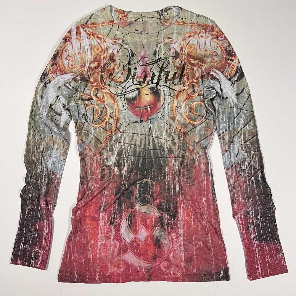 Sinful by Affliction Biker Graphic Long Sleeve